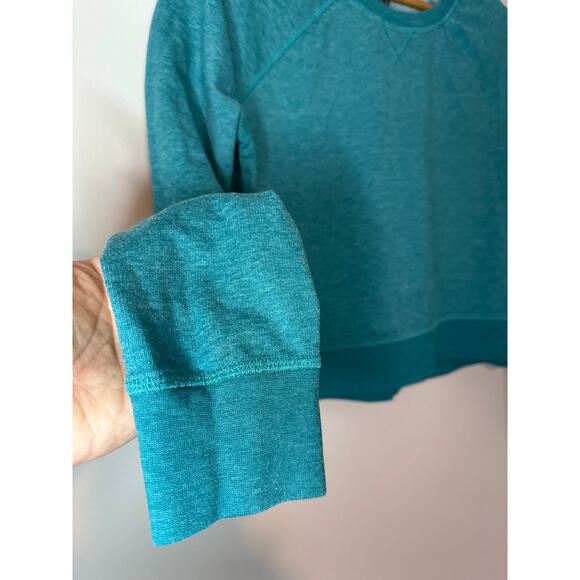 Sweaty Betty Chelsea Crop Sweatshirt Crewneck Teal Long Sleeve Size M Athleisure - Picture 3 of 9